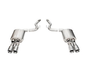 Ford Mustang Performance Exhaust - Rear - CORSA Performance - Axle-Back, 3in with Twin 4in Polished StraightTips - `24-`27 Ford Mustang Performance Exhaust - Rear - CORSA Performance - Axle-Back, 3in with Twin 4in Polished StraightTips - `24-`27